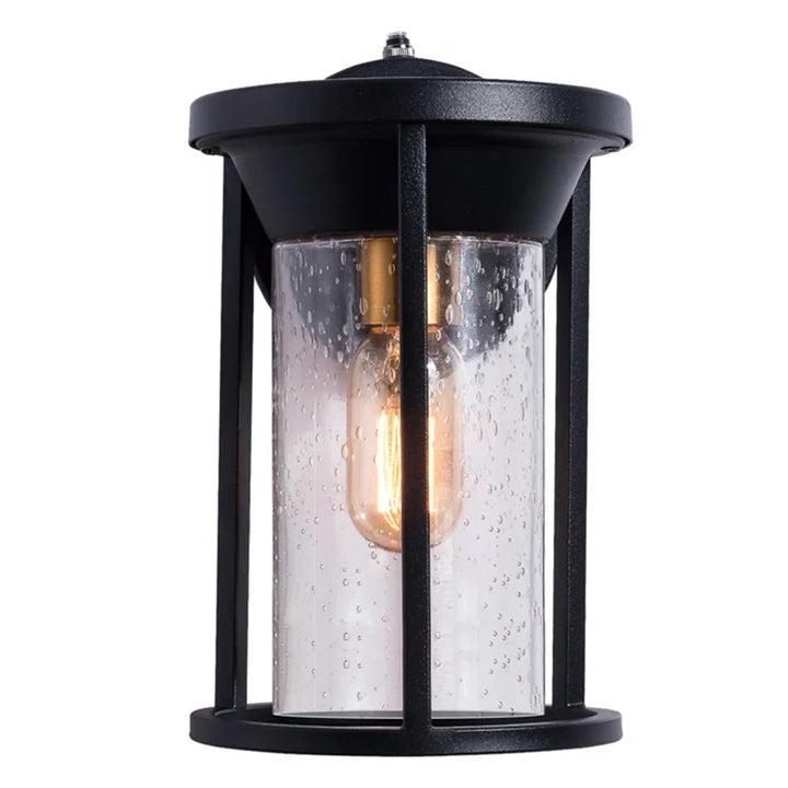 Maxax 2 PACK Black Seeded Glass Outdoor Wall Lantern with Dusk to Dawn #2525/2W