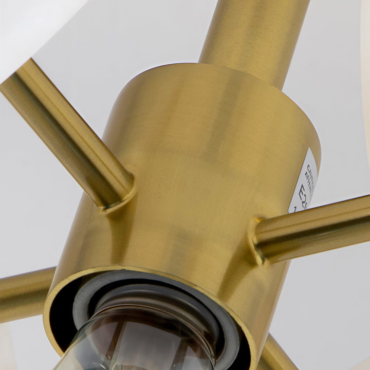 Nest 9.8" 1-Light Modern Brushed Brass Unique/Statement Semi-Flush Mount With White Jade Marble Shade For Hallways, Stairwells & Dining Rooms #19237