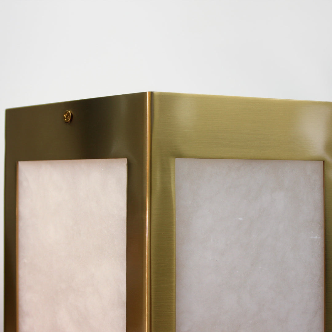 Nest 9.8" 1-Light Modern Brushed Brass White Jade Marble Lantern Flush Mount For Hallway/Entryway/Stairway #19238
