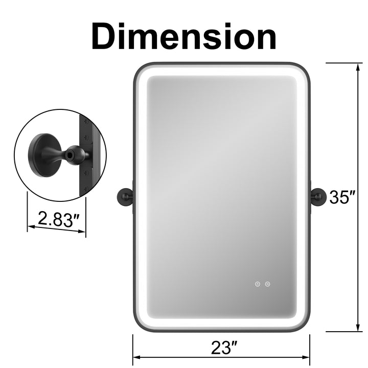 Elevate Home Modern Led Framed Tempered Anti-fog Dimmable 3-color Wall Mounted Vanity Mirror For Bathroom #52001
