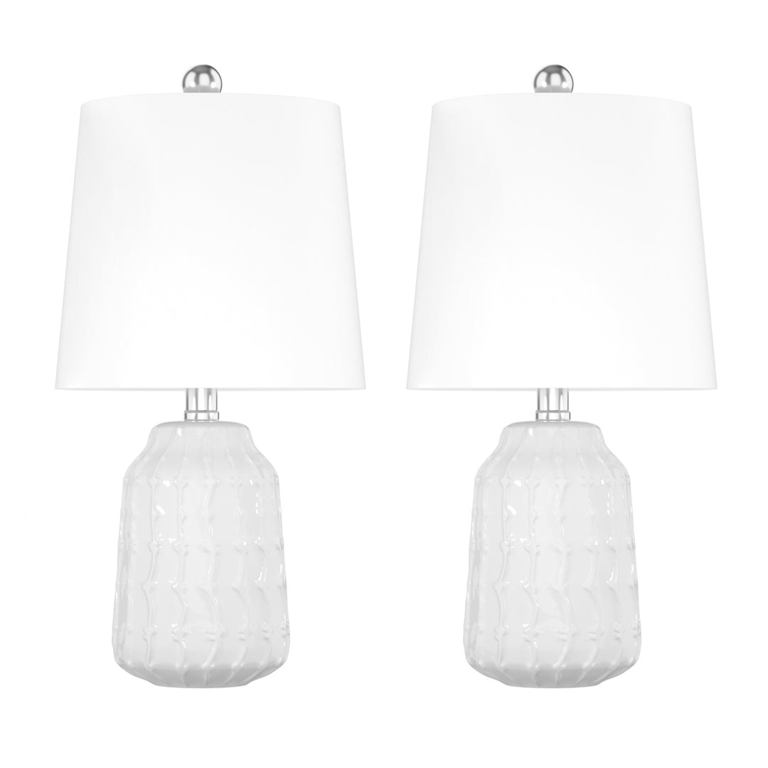 19'' White Exquisite Ceramic Table Lamp For Living Room/bedroom (Set of 2)