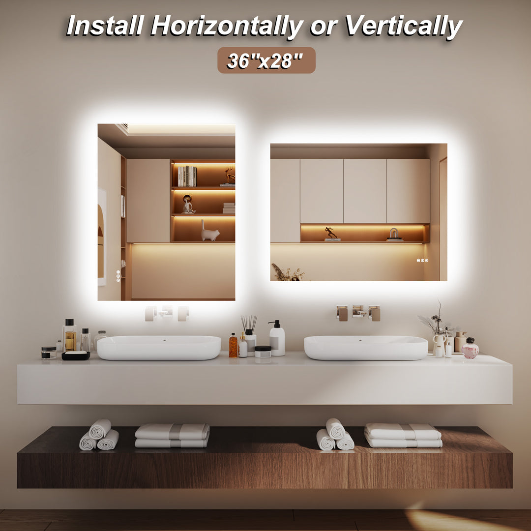 Elevate Home Modern Frameless LED Lighted Anti-Fog Dimmable Tempred Bathroom&Vanity Mirror #BL02