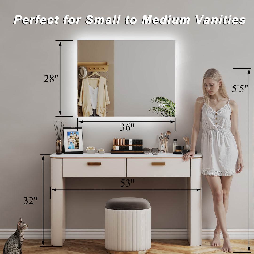 Elevate Home Modern Frameless LED Lighted Anti-Fog Dimmable Tempred Bathroom&Vanity Mirror #BL02