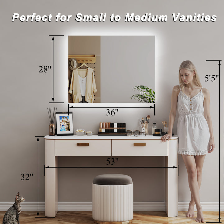 Elevate Home Modern Frameless LED Lighted Anti-Fog Dimmable Tempred Bathroom&Vanity Mirror #BL02