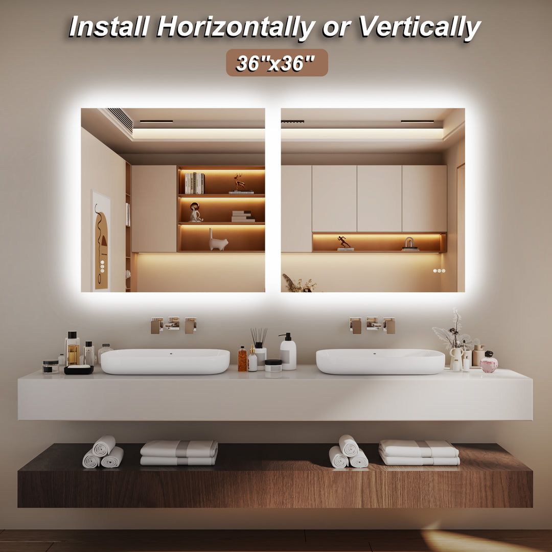 Elevate Home Modern Frameless LED Lighted Anti-Fog Dimmable Tempred Bathroom&Vanity Mirror #BL02