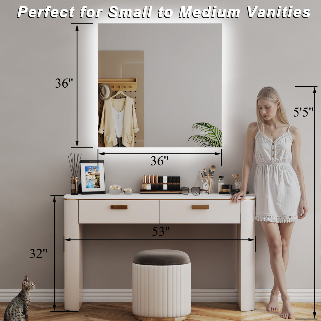 Elevate Home Modern Frameless LED Lighted Anti-Fog Dimmable Tempred Bathroom&Vanity Mirror #BL02