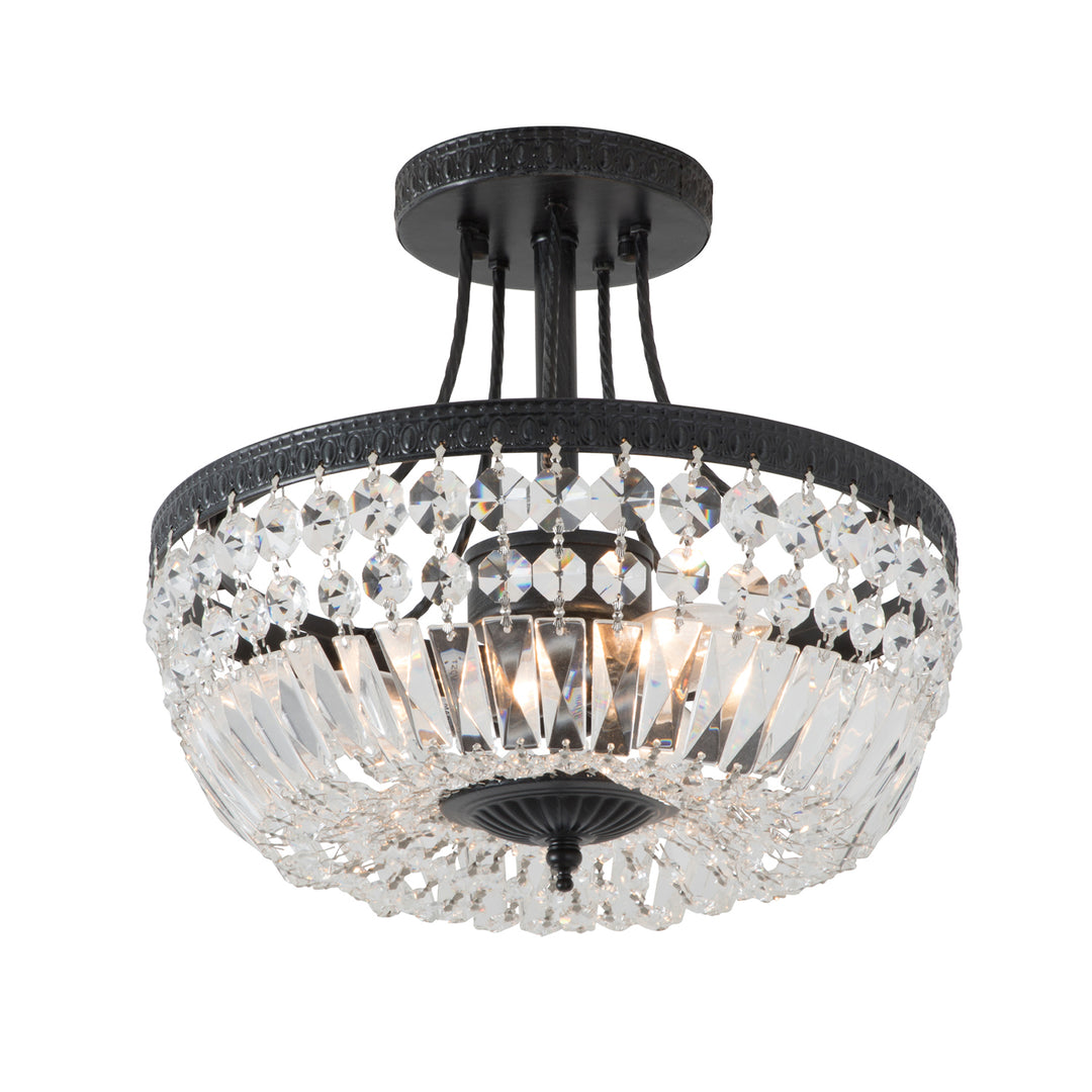 3 - Light 11.8in Crystal Semi Flush mounth #19179