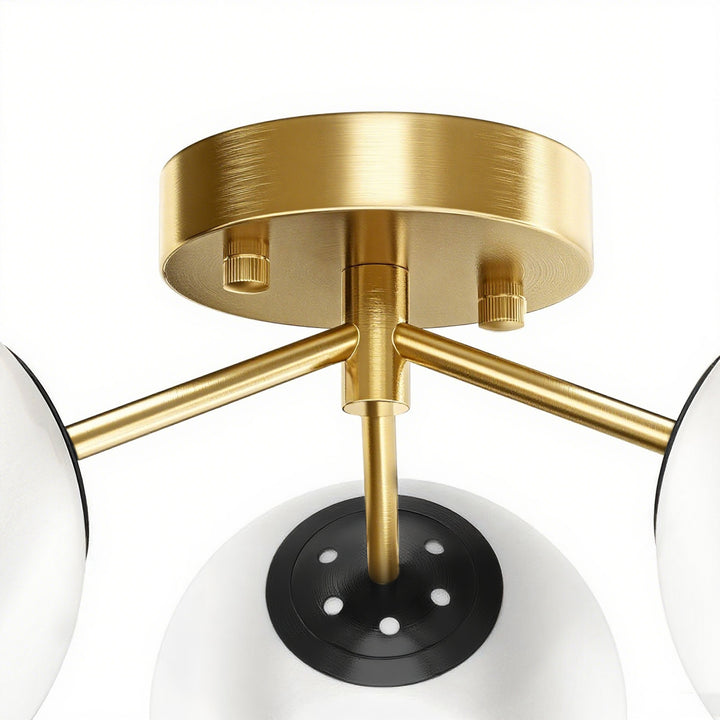 Maxax 3 Globe Ceiling Light 17 Inch Mid Century Modern Semi Flush Mount Ceiling Light Fixture for Bedroom,Living Room,Dinning Room, Foyer, Hallway #19228