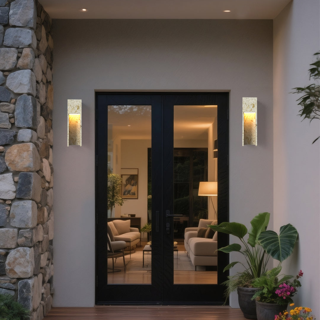 Breeze 18''H Dimmable White Travertine 80CRI LED Outdoor Wall Light #OW7110