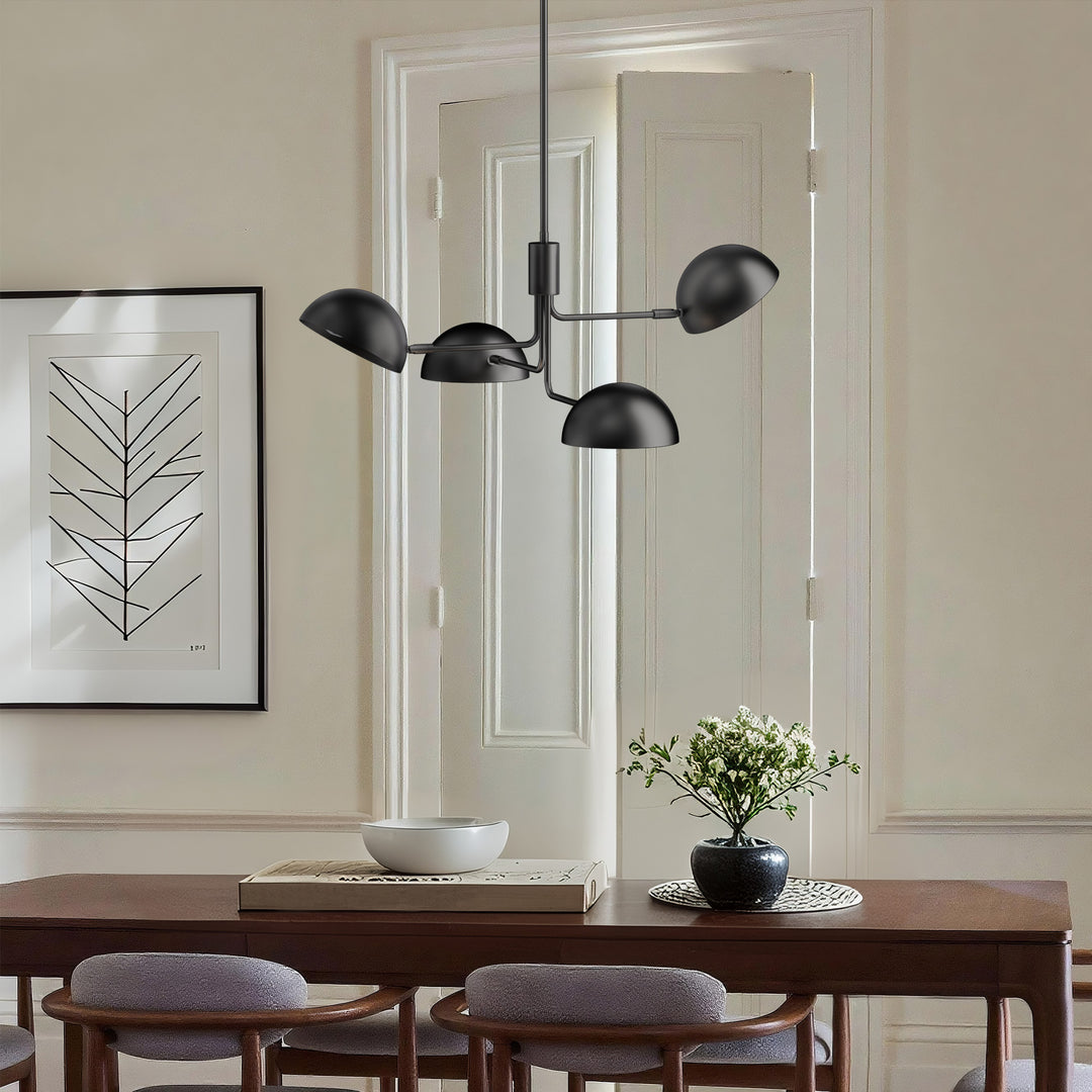Glimmer 4-light 36" Gray/brass Modern Sputnik Chandelier With Electroplating Shade For Dining Room Or Kitchen #29030