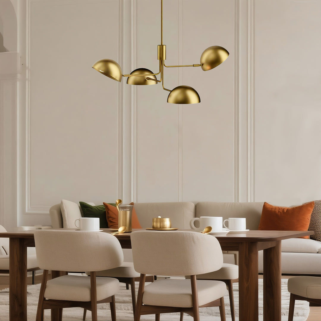 Glimmer 4-light 36" Gray/brass Modern Sputnik Chandelier With Electroplating Shade For Dining Room Or Kitchen #29030