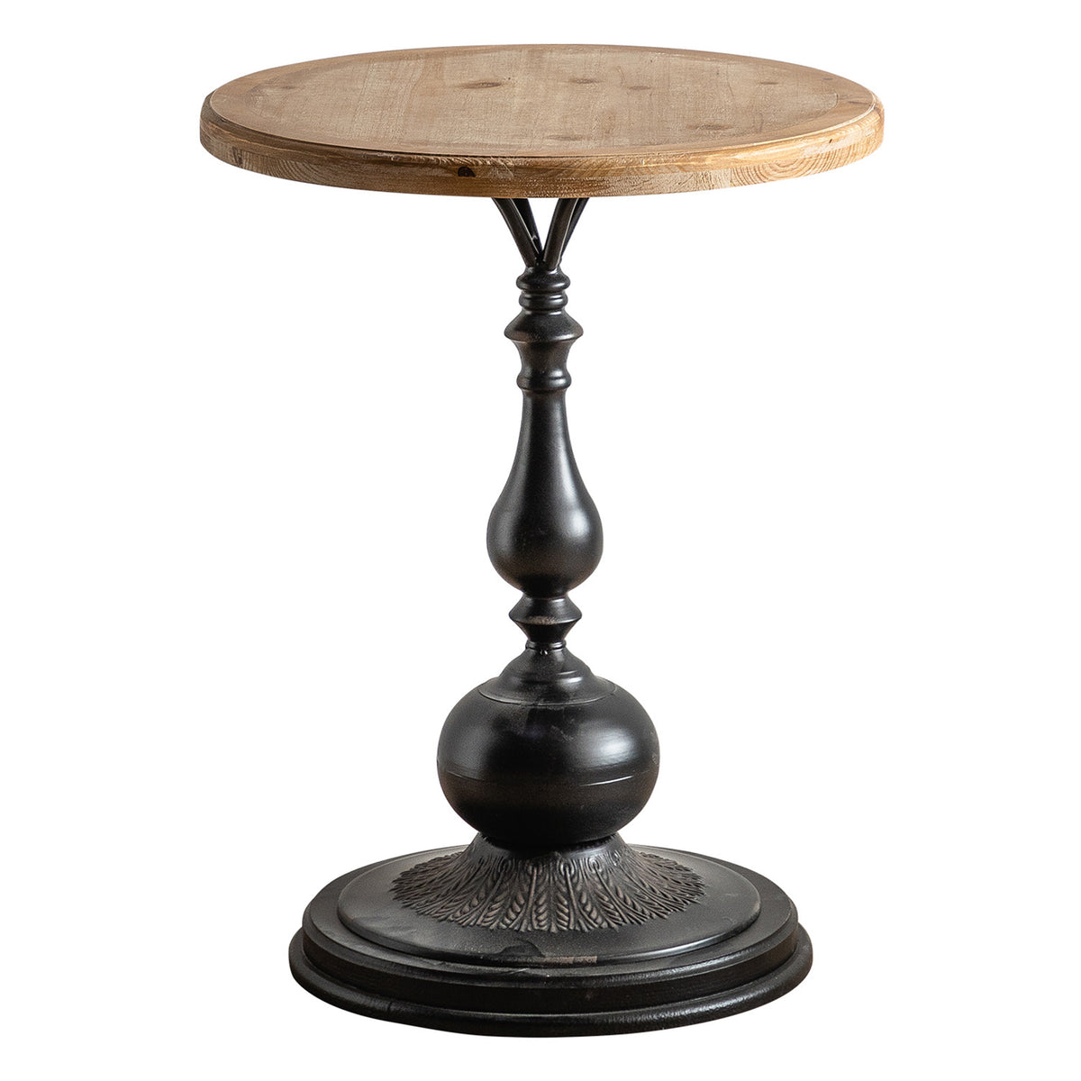 YUIlili Vintage Round End Table Living Room, Rusitc Side Table, Farmhouse Pedestal Table for Bedroom, Retro Wood Accent Tables for Home Decor, Patio Black #25002