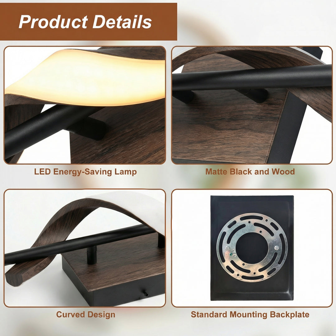 1 - Light 18"W Dimmable LED Brown Iron Vanity Light #MX21052