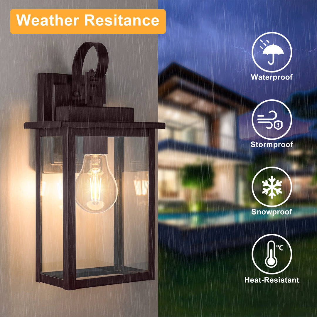 Maxax Dusk to Dawn 12" Outdoor Wall Light, Exterior Waterproof Wall Sconce, Matte Black Front Porch Light, Outside Wall Mount Lantern for House Garage Doorway (Bulb Include) #7041