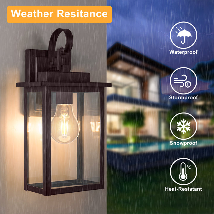 Maxax Dusk to Dawn 12" Outdoor Wall Light, Exterior Waterproof Wall Sconce, Matte Black Front Porch Light, Outside Wall Mount Lantern for House Garage Doorway (Bulb Include) #7041