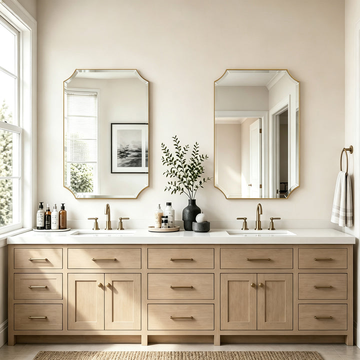 Rectangular Gold Framed Wall Mirror, Stainless Steel Vanity Mirror for Bedroom & Living Room #45001