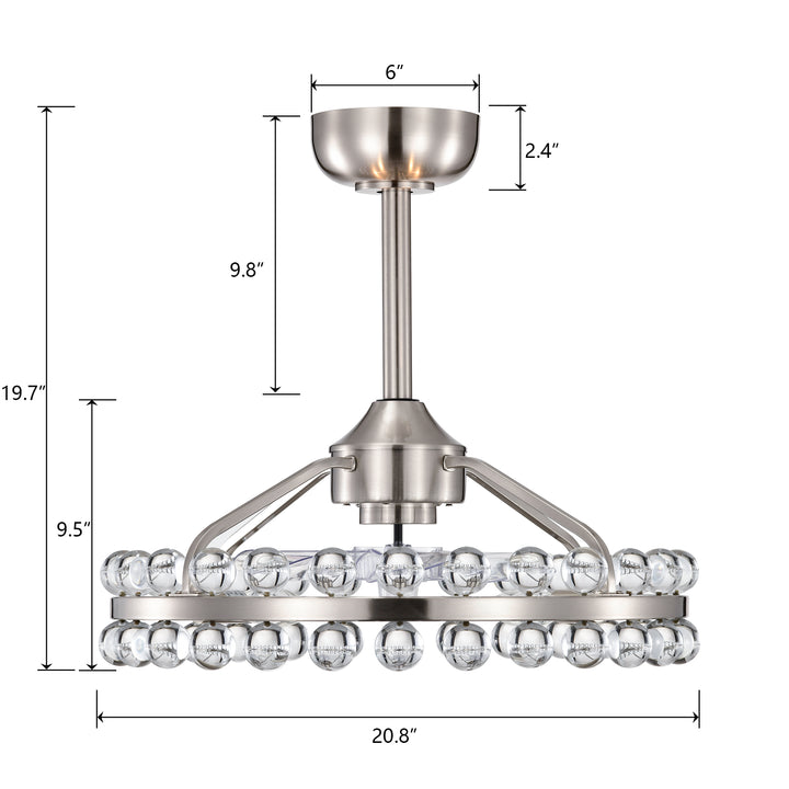 20.8'' 7 - Blade Crystal Ceiling Fan with Remote and Light Kit