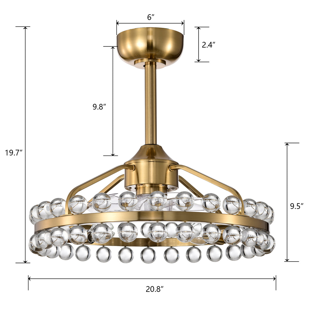 20.8'' 7 - Blade Crystal Ceiling Fan with Remote and Light Kit