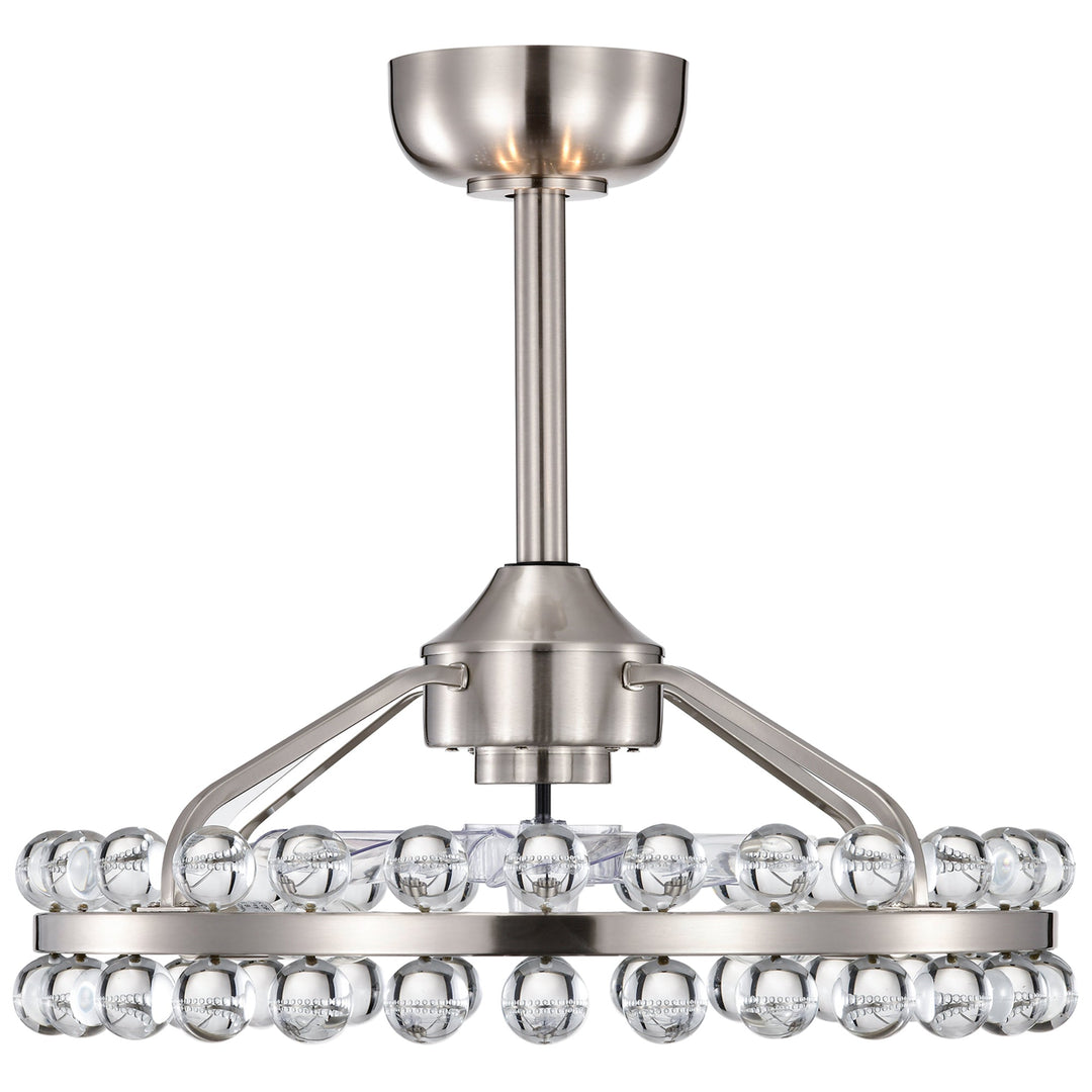 Maxax 21" Reversible Rotation Crystal Ceiling Fan with Lights, 6 Speed Invisible Blade Ceiling Fan with Lights, Remote Control Gold Ceiling Fan with Lights for Living Room Bedroom #26005