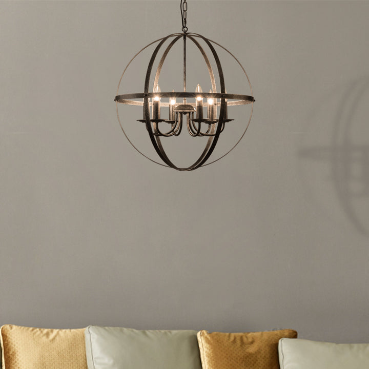 Maxax 6 - Light Statement Globe Chandelier With Wrought Iron Accent #MX18169-6P