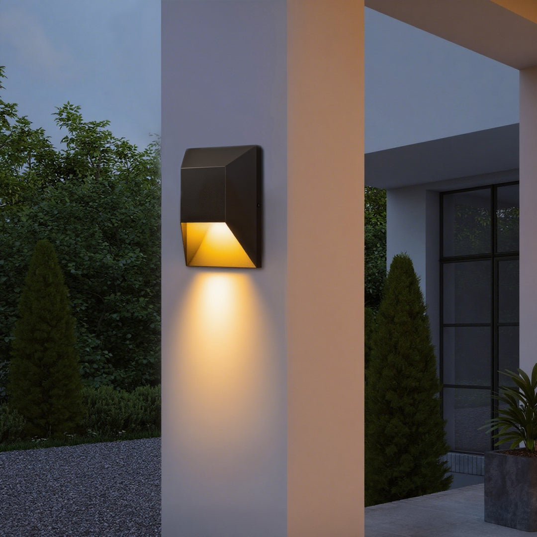 Brandalynn 9''H 1-Light Dimmable Sand Grain Black Led Outdoor Wall Light #7080