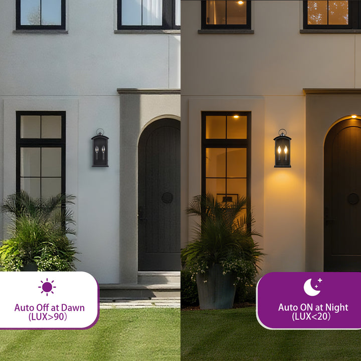 Solstice 19"H 2-Light Tempered Glass Outdoor Wall Lantern With Dusk To Dawn #7069