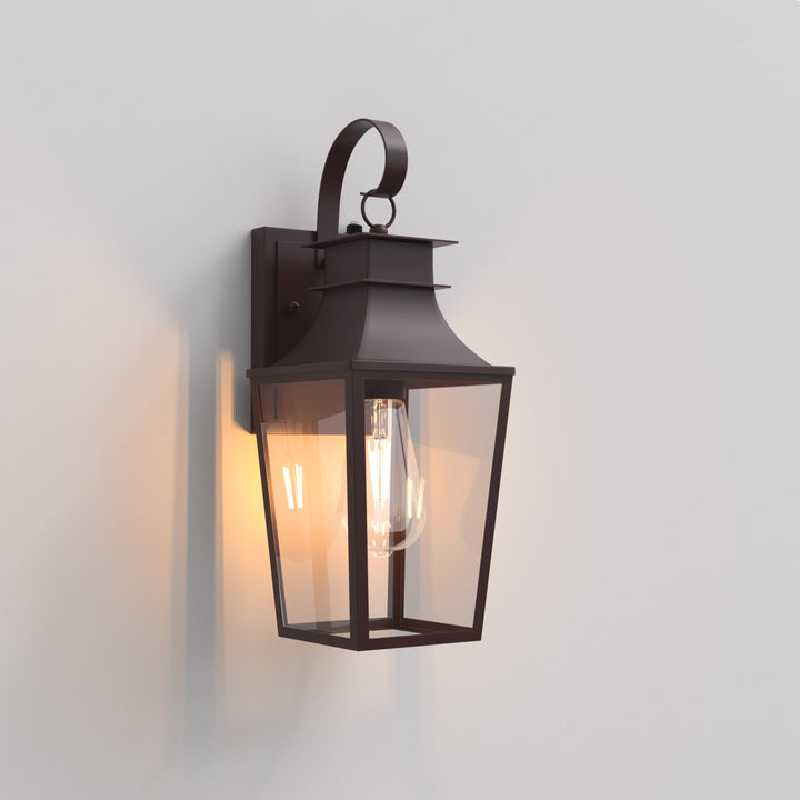 Tempered Glass Outdoor Wall Light With Dusk To Dawn #7060-2BK