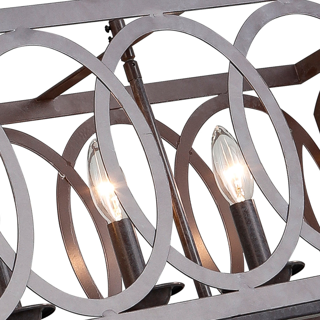 Maxax 6 -Lantern rectangular chandelier with wrought iron decoration#19148