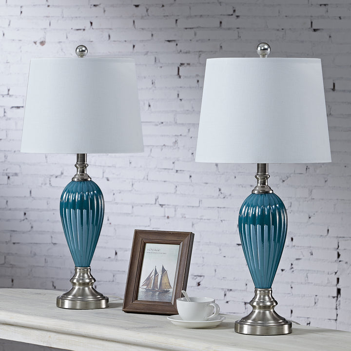 Maxax 25in Glass Blue Table Lamp Set of 2#T94-BU