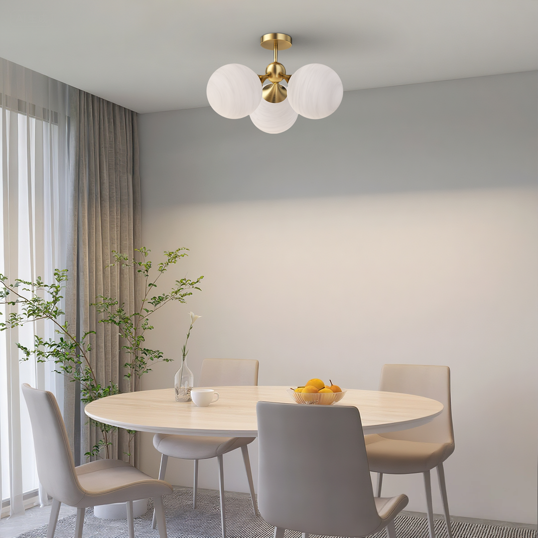 Nimbus 21"-3 Lights Modern Cloud Glass Globe Semi Flush Mount Lighting Fixture For Living Room, Bedroom#29028