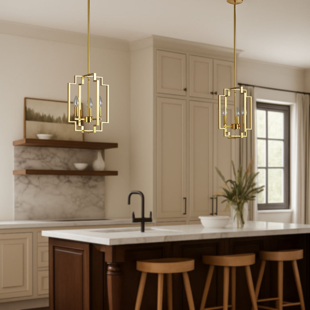 Maxax 3 - Light Lantern Square Chandelier with Wrought Iron Accent #MX1920