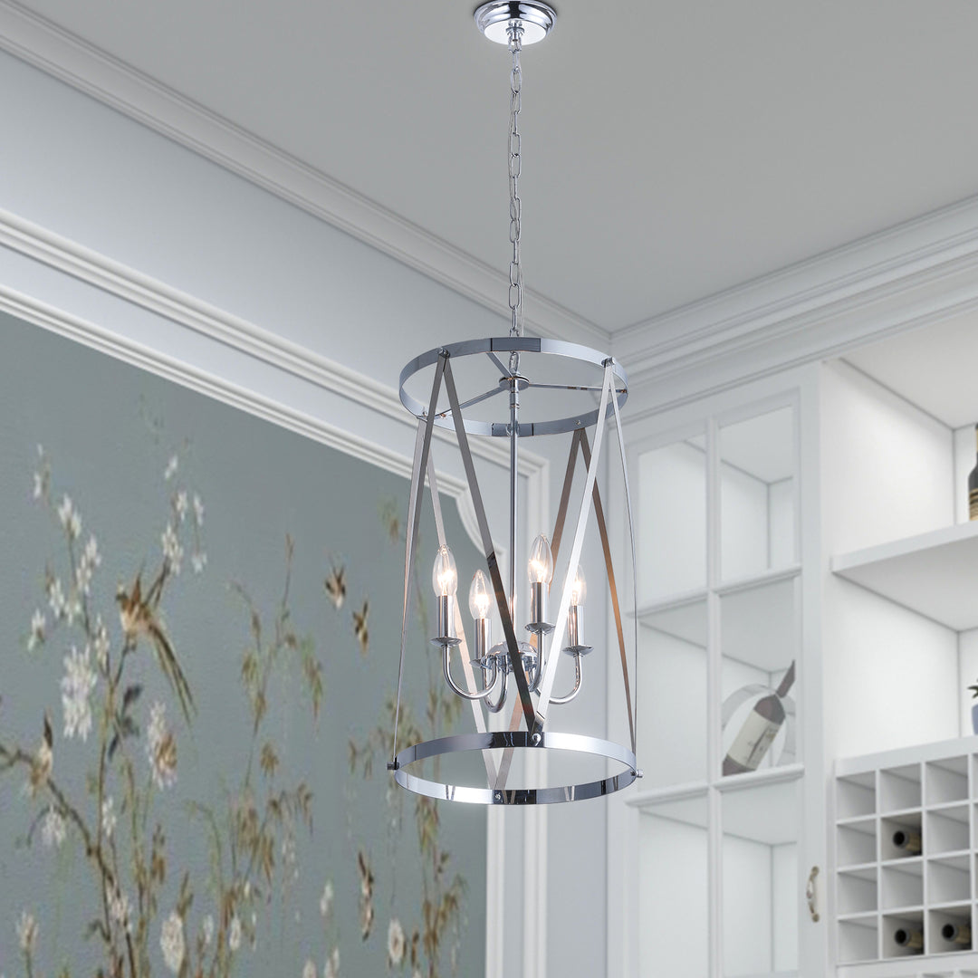 Maxax 4- Light Lantern & Candle Style Drum&Geometric Chandelier #19142