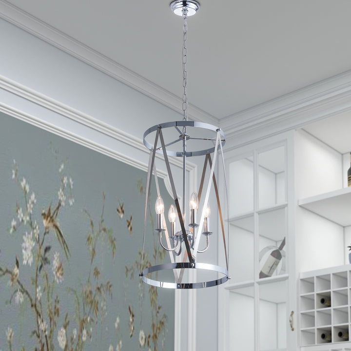 Maxax 4- Light Lantern & Candle Style Drum&Geometric Chandelier #19142