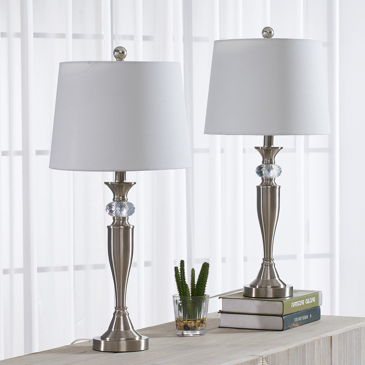 Lustre 27.5'' Crystal/nickel Table Lamp Set #T109