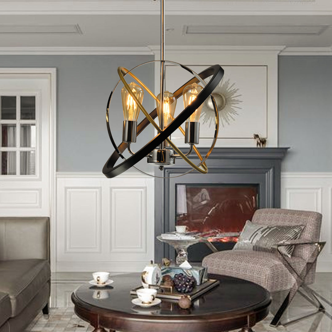 Maxax 3 - Light Lantern&Candle Style Globe&Geometric With Wrought Iron Accents #MX21032