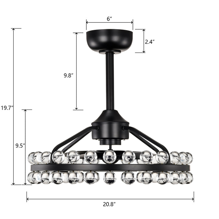 Brilliance 20.8'' 7 - Blade Crystal Ceiling Fan with Remote and Light Kit #26005