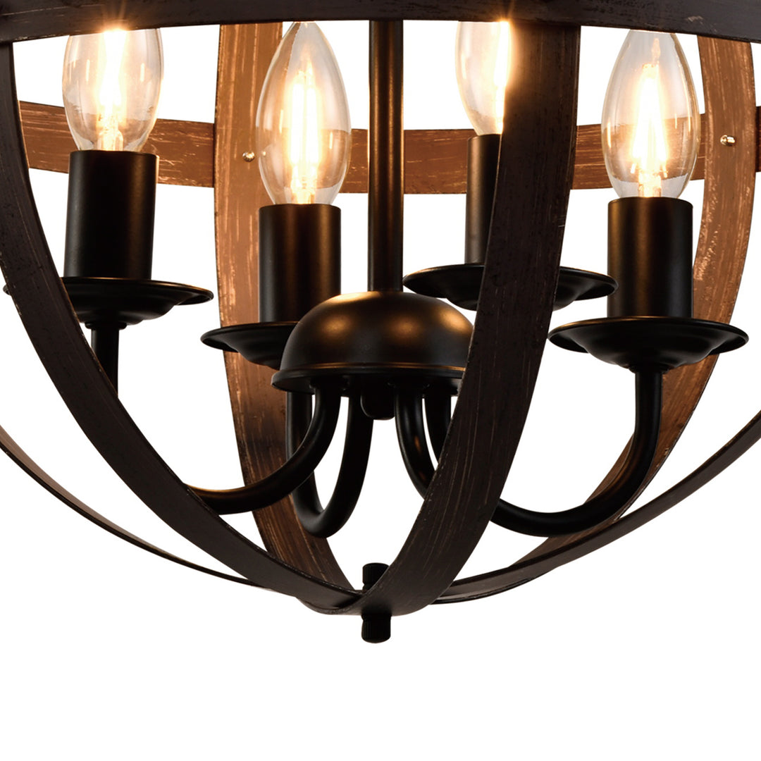 Maxax 4- Light Single Black Pendant Wrought Iron