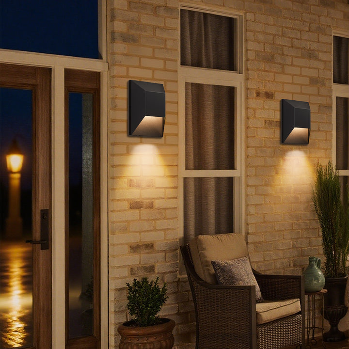 Brandalynn 9''H 1-Light Dimmable Sand Grain Black Led Outdoor Wall Light #7080