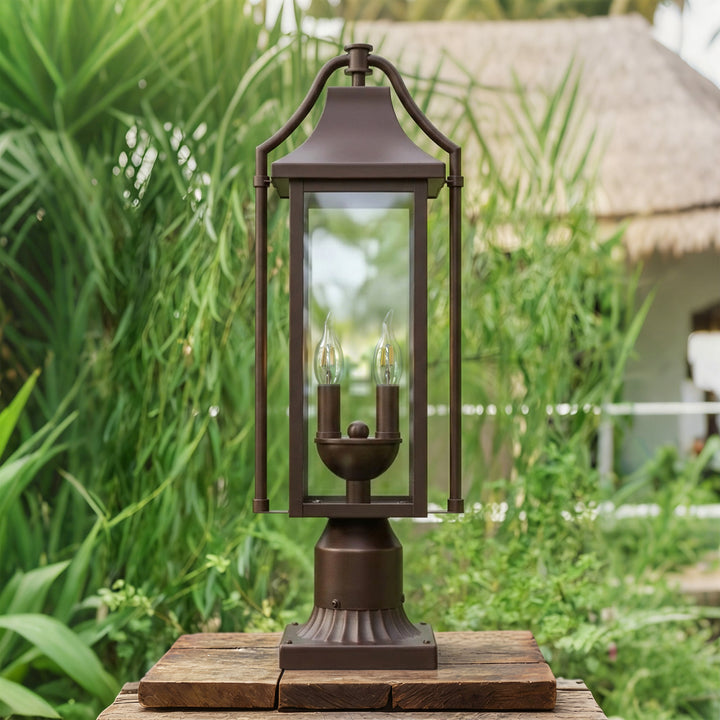 Pathfinder 23''H Black Outdoor Post Light with Clear Tempered Glass and Pier Mount Base #OP7114