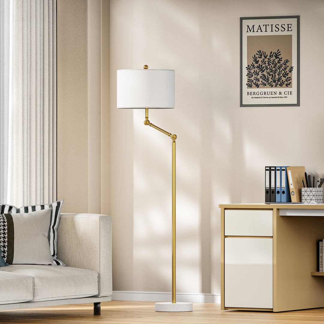 64.25'' White Marble Traditional Floor Lamp For Living Room/Bedroom #F235