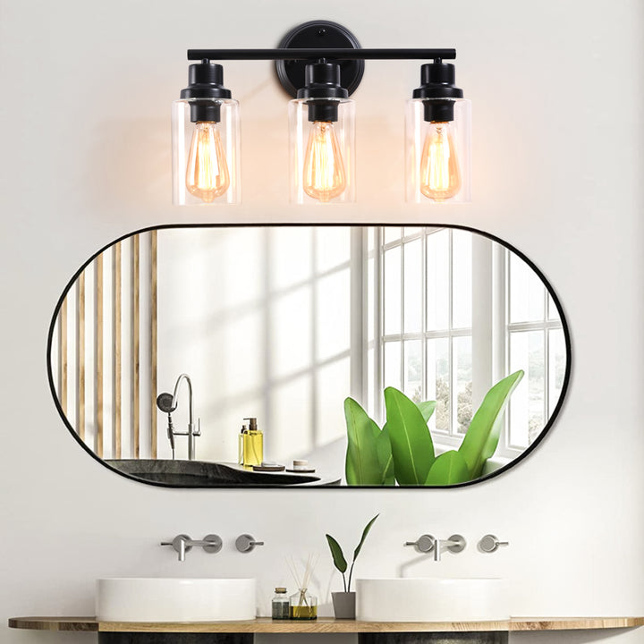 Maxax Vanity Light Fixture, 3 Lights Bathroom Wall Sconces #MX07-3BK-W