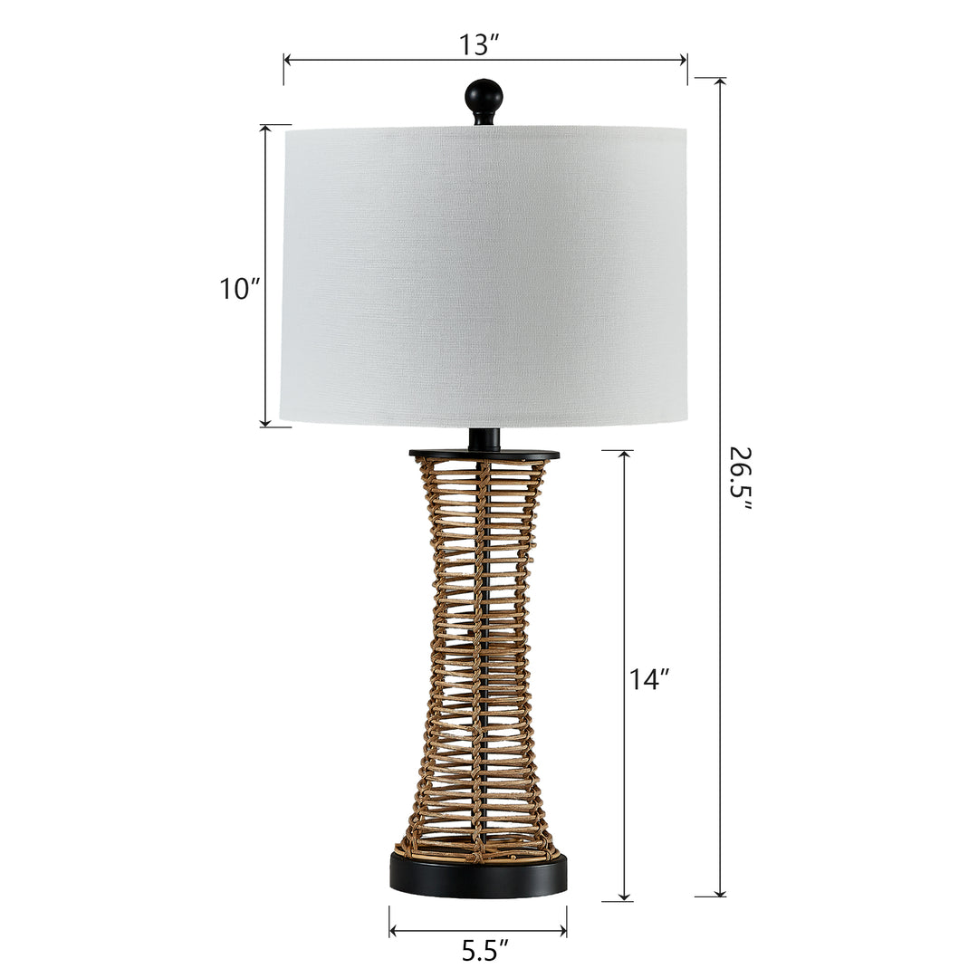 26.5'' Wicker Traditional Table Lamp With Usb (Set of 2) #T229