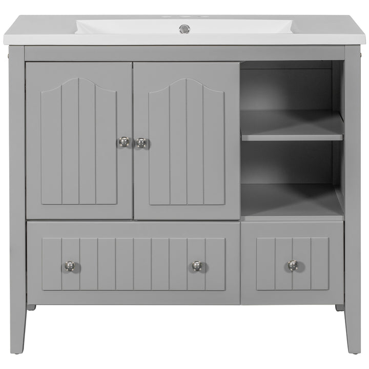 36'' Single Bathroom Vanity Cabinet With Ceramic Sink Top #BV-002