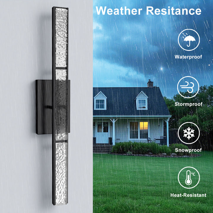 Elysian 24''h Dimmable Led Chrome Iron 3cct Adjustable Outdoor Wall Light With Water Glass #WL7090