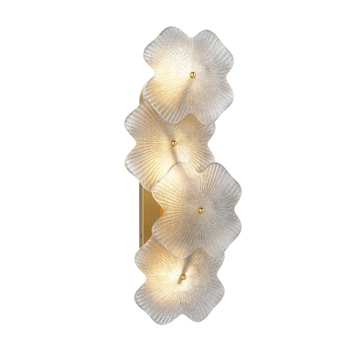Lumin 3 - Light 𝟭𝟵.𝟱-𝗜𝗡𝗖𝗛 𝗪 Dimmable Metal Brass Etl Wall Sconces With Petal-shaped Glass #48003