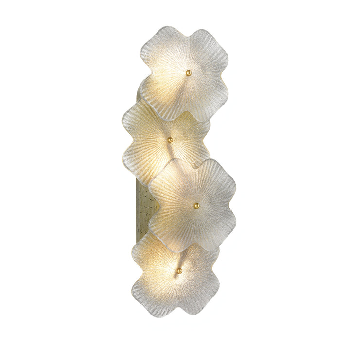 Lumin 3 - Light 𝟭𝟵.𝟱-𝗜𝗡𝗖𝗛 𝗪 Dimmable Metal Brass Etl Wall Sconces With Petal-shaped Glass #48003