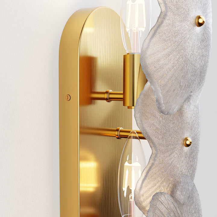 Lumin 3 - Light 𝟭𝟵.𝟱-𝗜𝗡𝗖𝗛 𝗪 Dimmable Metal Brass Etl Wall Sconces With Petal-shaped Glass #48003