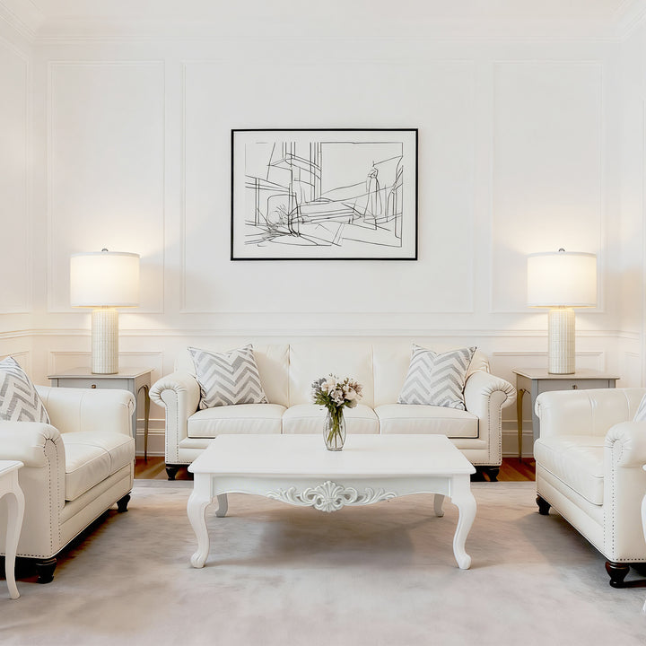 Aura 23" Contemporary Ceramic Table Lamp With Linen Shade, Modern Minimalist Design (Set of 2) #T282