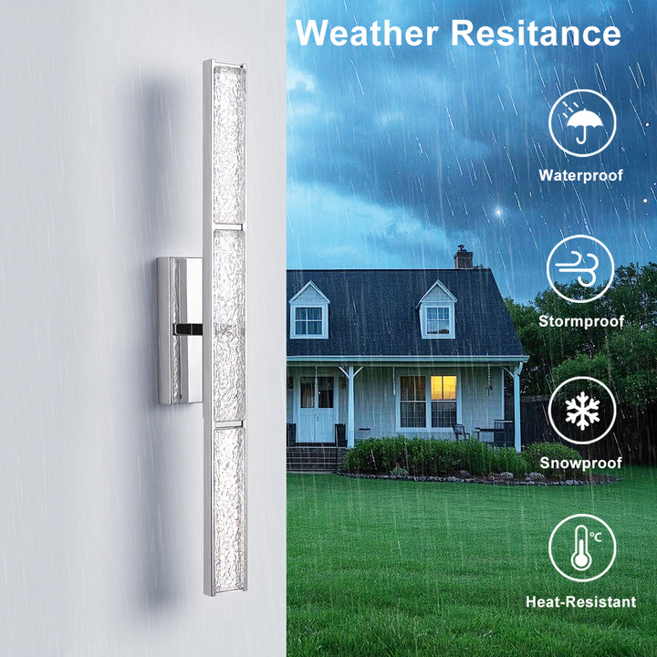 Elysian 24''h Dimmable Led Chrome Iron 3cct Adjustable Outdoor Wall Light With Water Glass #WL7090