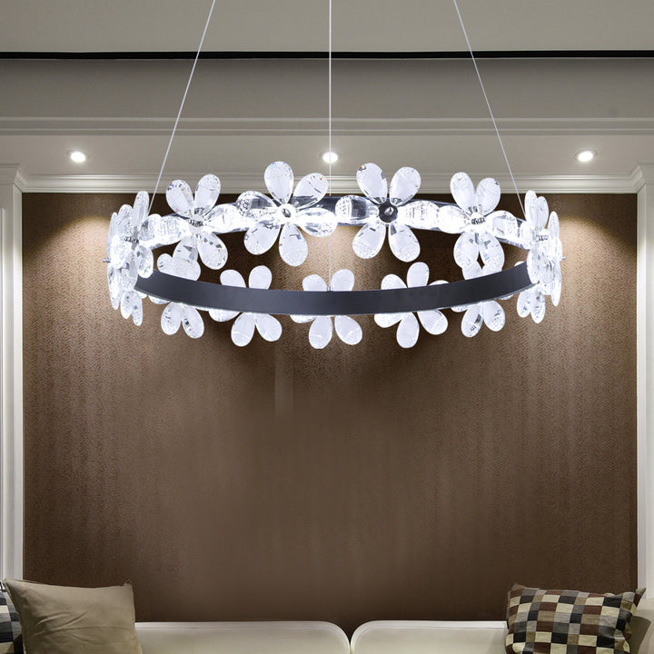 Maxax 1 - Light Ring LED Flower Shape Crystal Chandelier